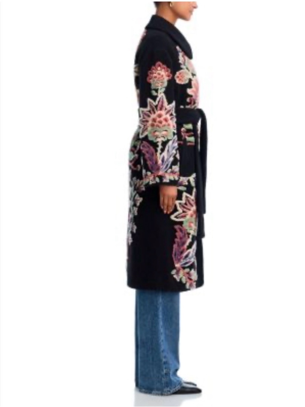 FARM Rio embroidered Black Coat with Multicolor size S NWT - Picture 2 of 16